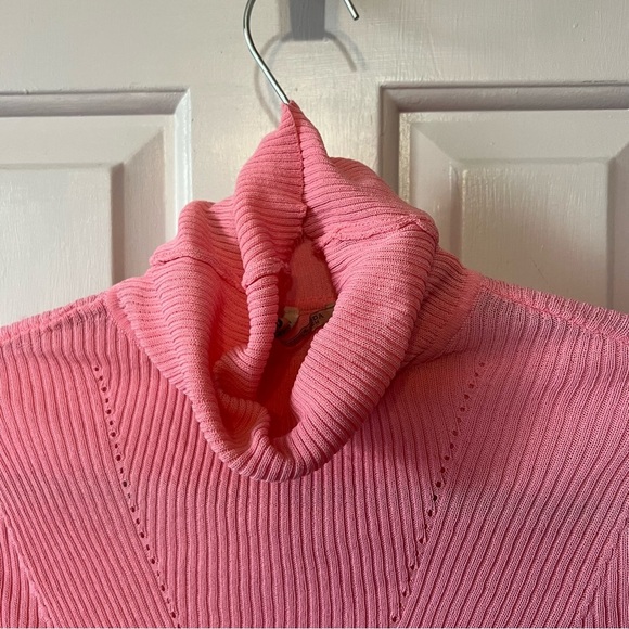 Maison Scotch Pink Ribbed Turtleneck Long Sleeve Top Size XS - Picture 7 of 11
